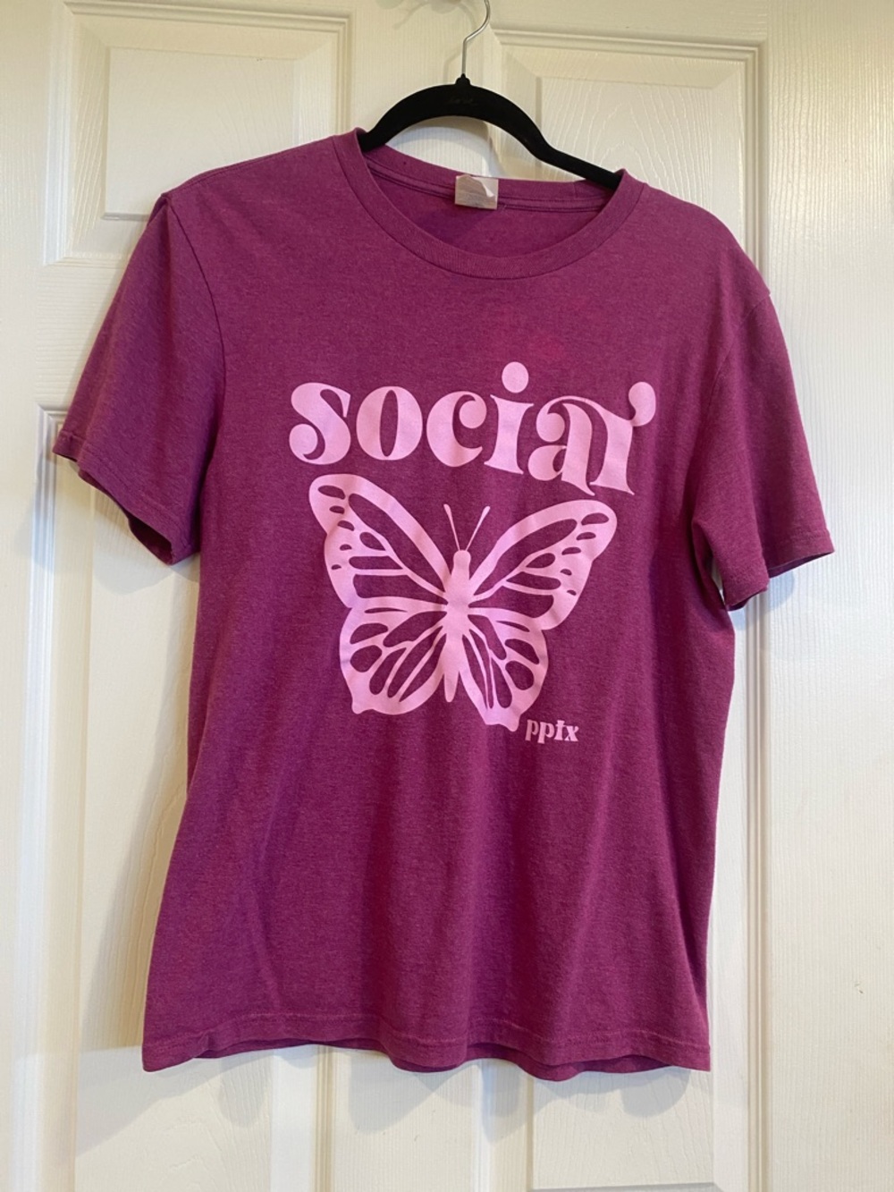 Women's Pink Butterfly Graphic Tee - Social Print
